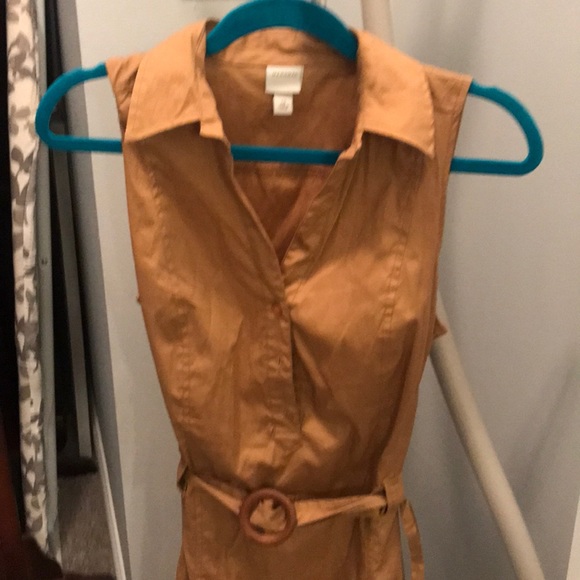 Tan Merona dress sleeveless w belt at waist - Picture 2 of 4